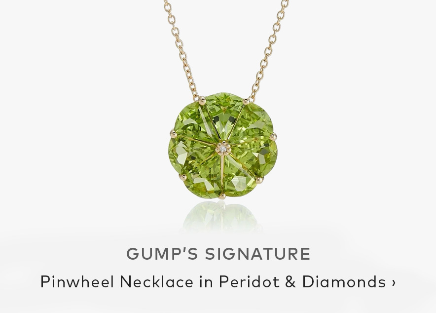 Gump’s Signature Pinwheel Necklace in Peridot & Diamonds