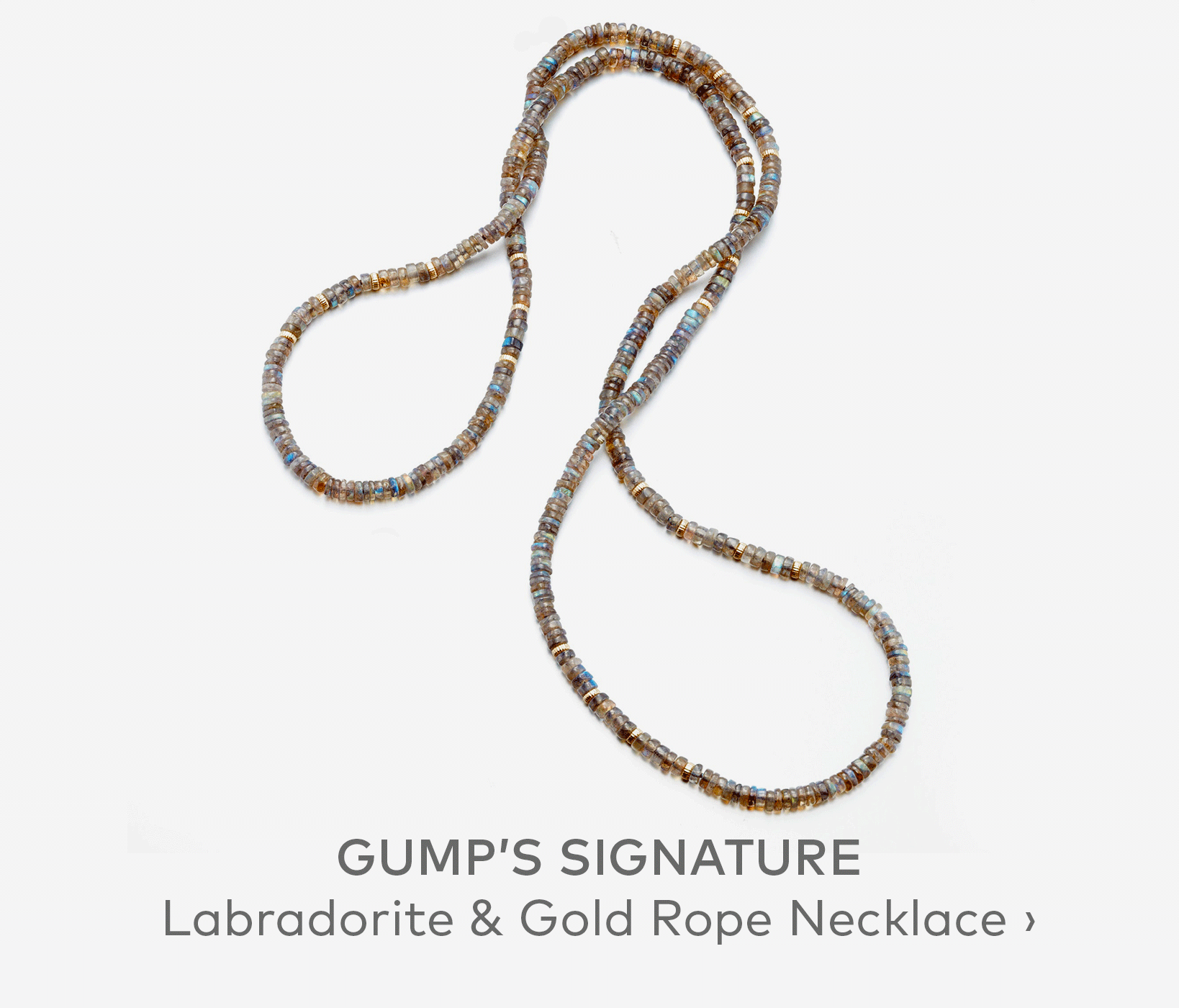 GUMP'S SIGNATURE Labradorite & Gold Rope Necklace