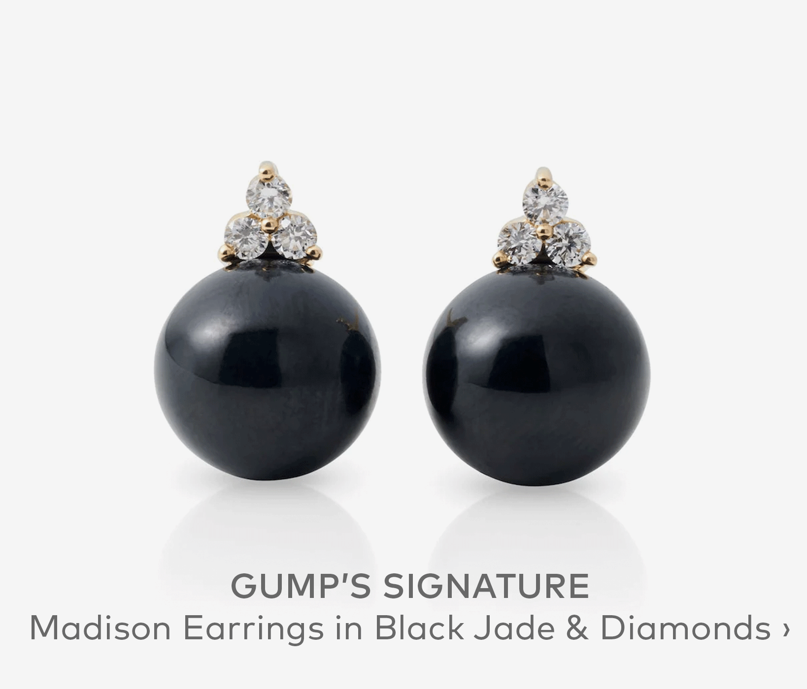 GUMP'S SIGNATURE Madison Earrings in Black Jade & Diamonds