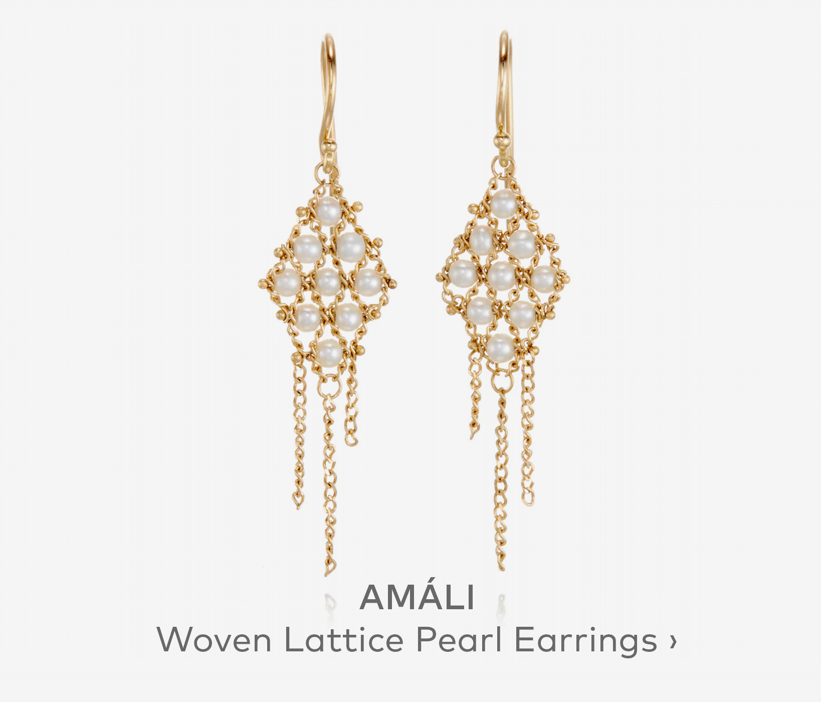 AMÁLI Woven Lattice Pearl Earrings