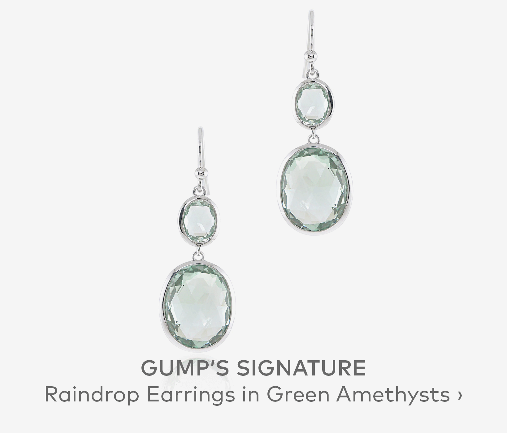 GUMP'S SIGNATURE Raindrop Earrings in Green Amethysts