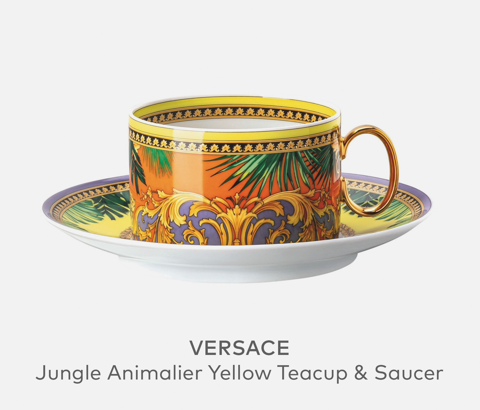 Versace, Jungle Animalier Yellow Teacup & Saucer