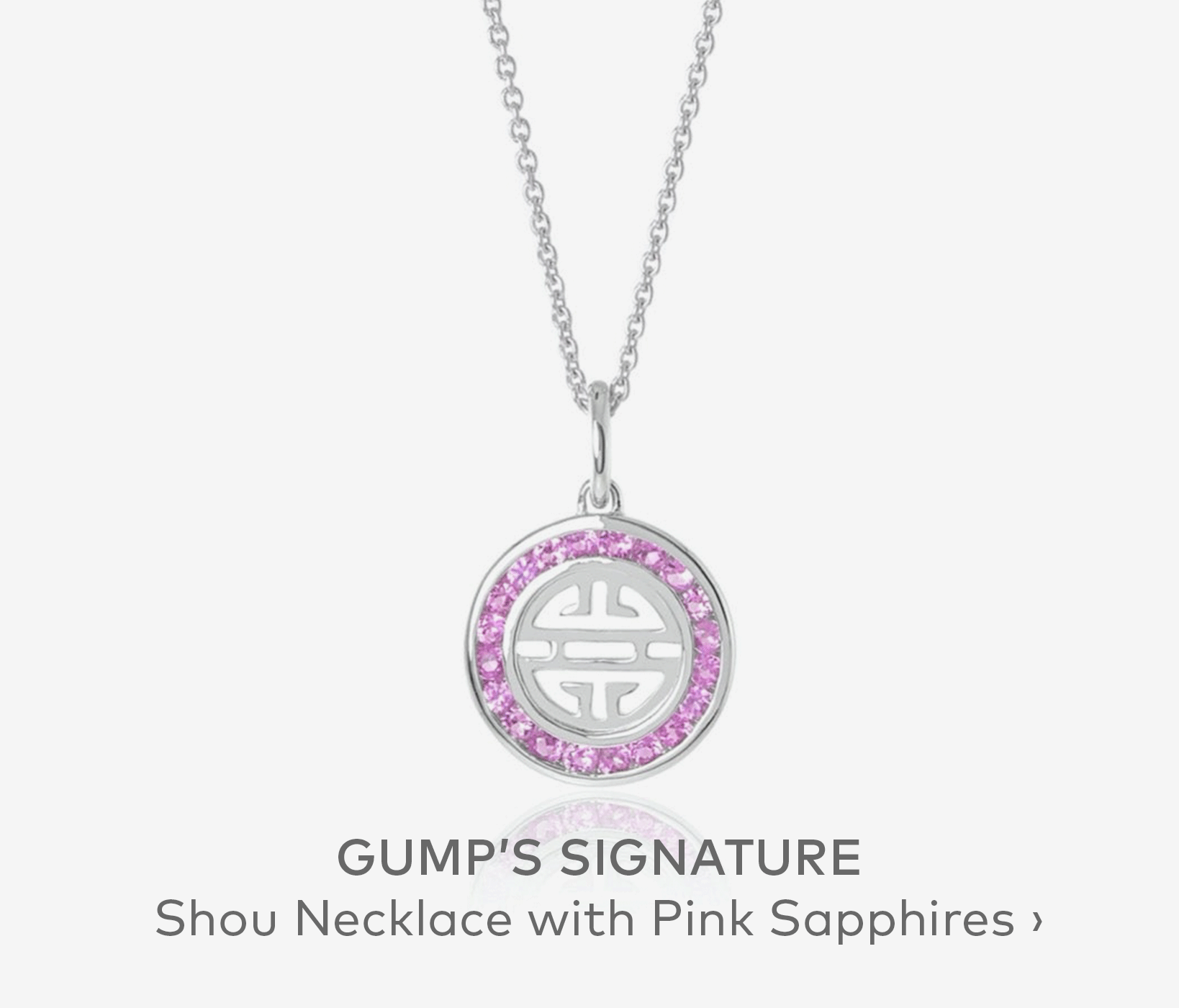 GUMP'S SIGNATURE Silver Shou Pendant Necklace with Pink Sapphires