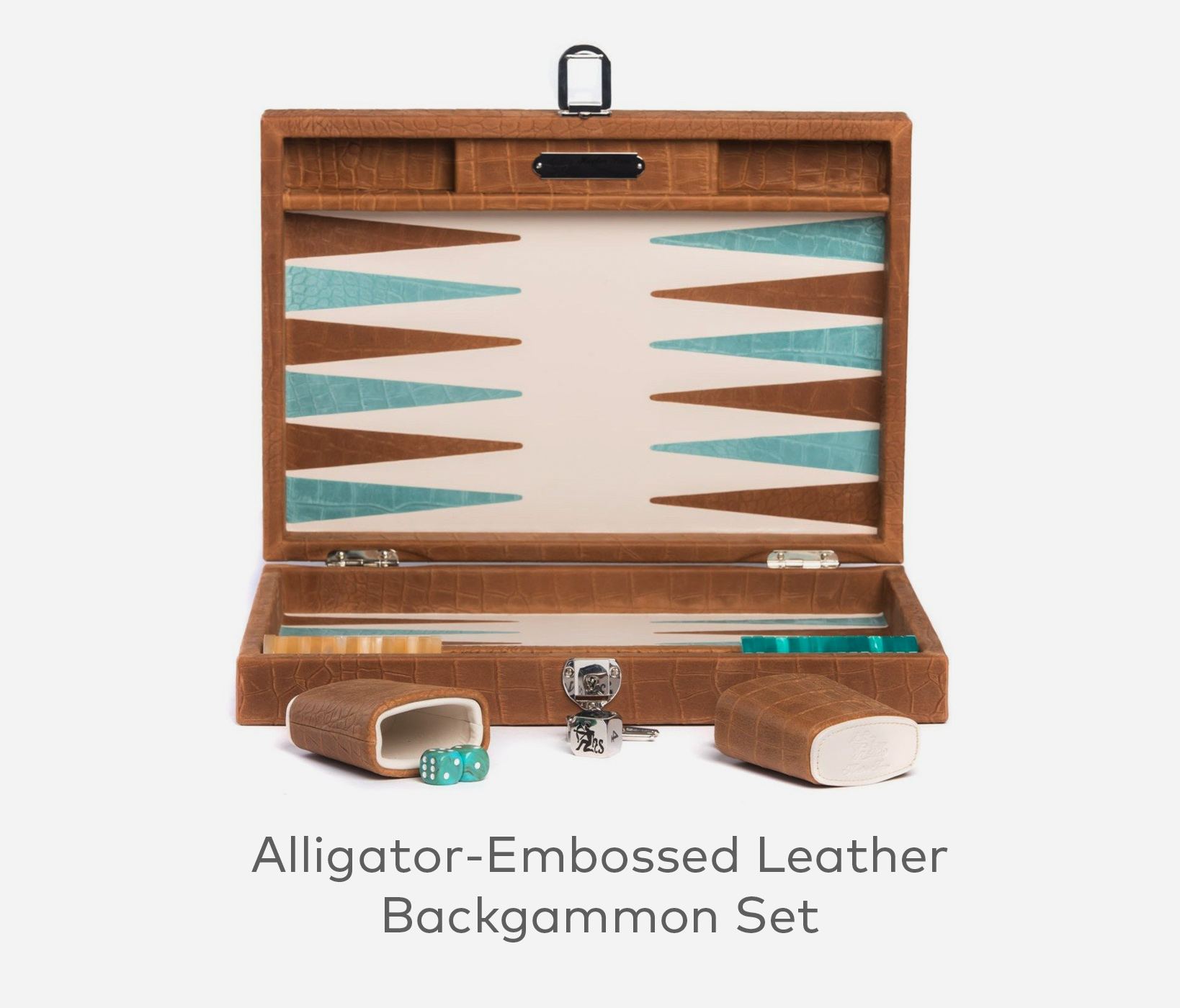 Alligator-Embossed Leather Backgammon Set