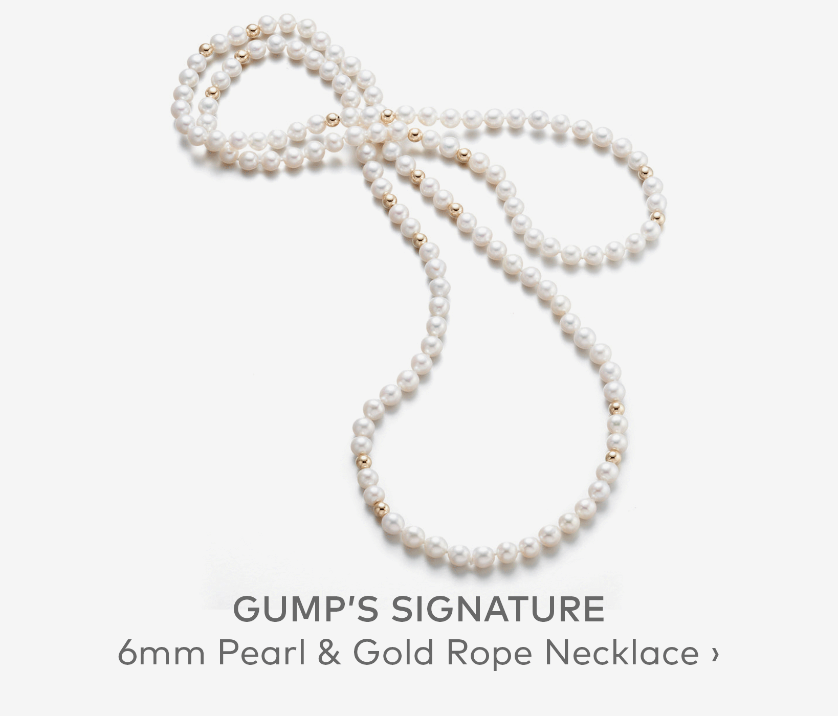 GUMP'S SIGNATURE 6mm Pearl & Gold Rope Necklace