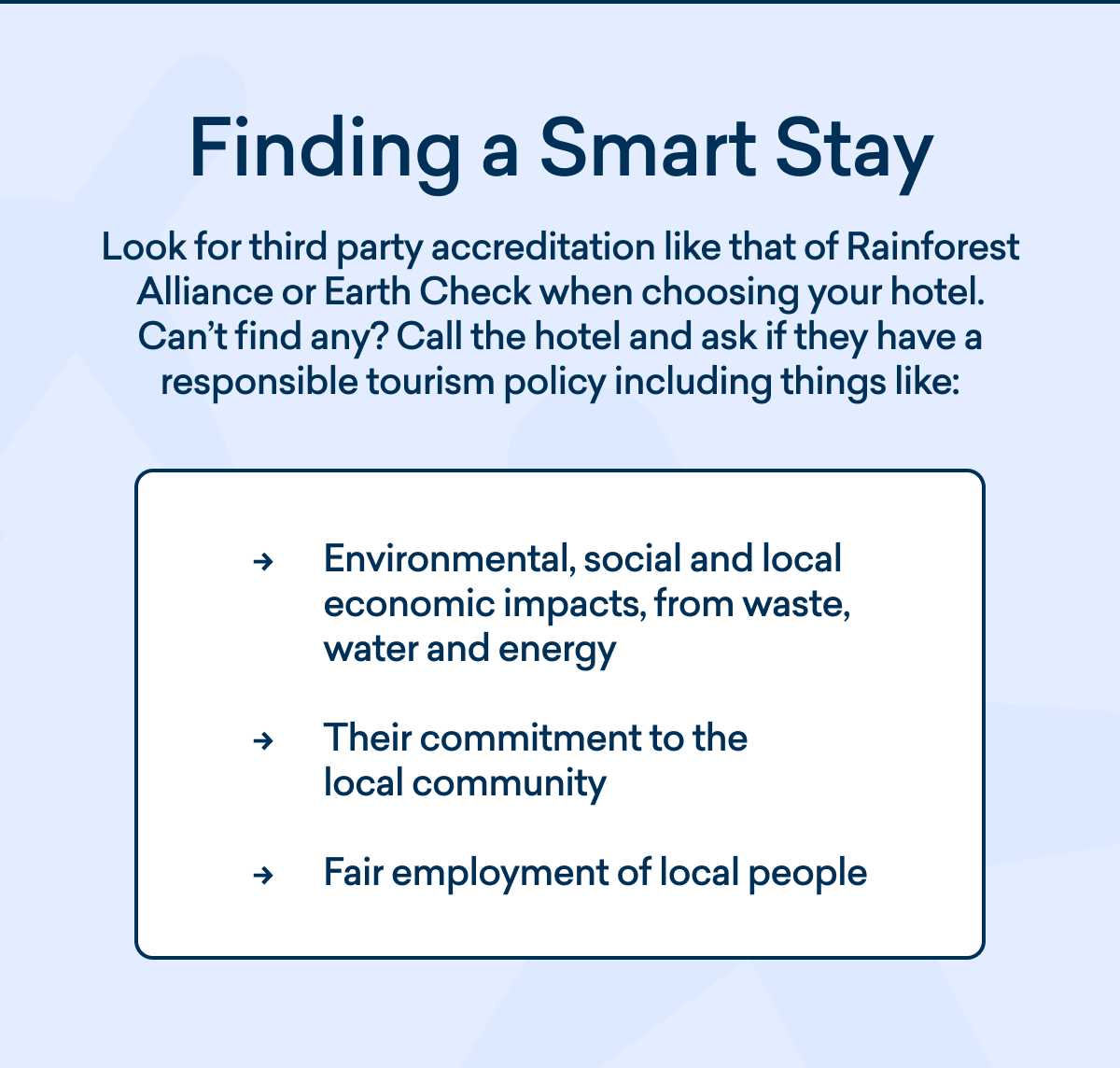 How to find a smart stay