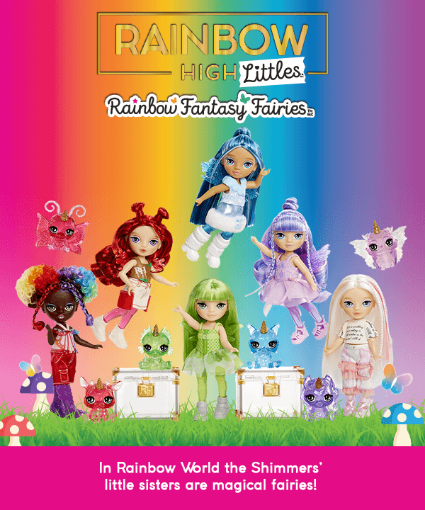 Rainbow High Littles™ Rainbow Fantasy Fairies™. In Rainbow World the Shimmers' little sisters are magical fairies!