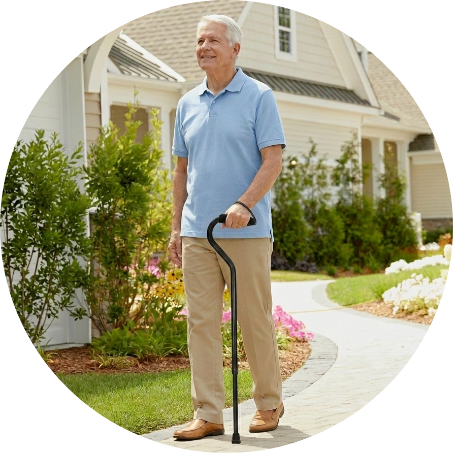 A man with a walking cane
