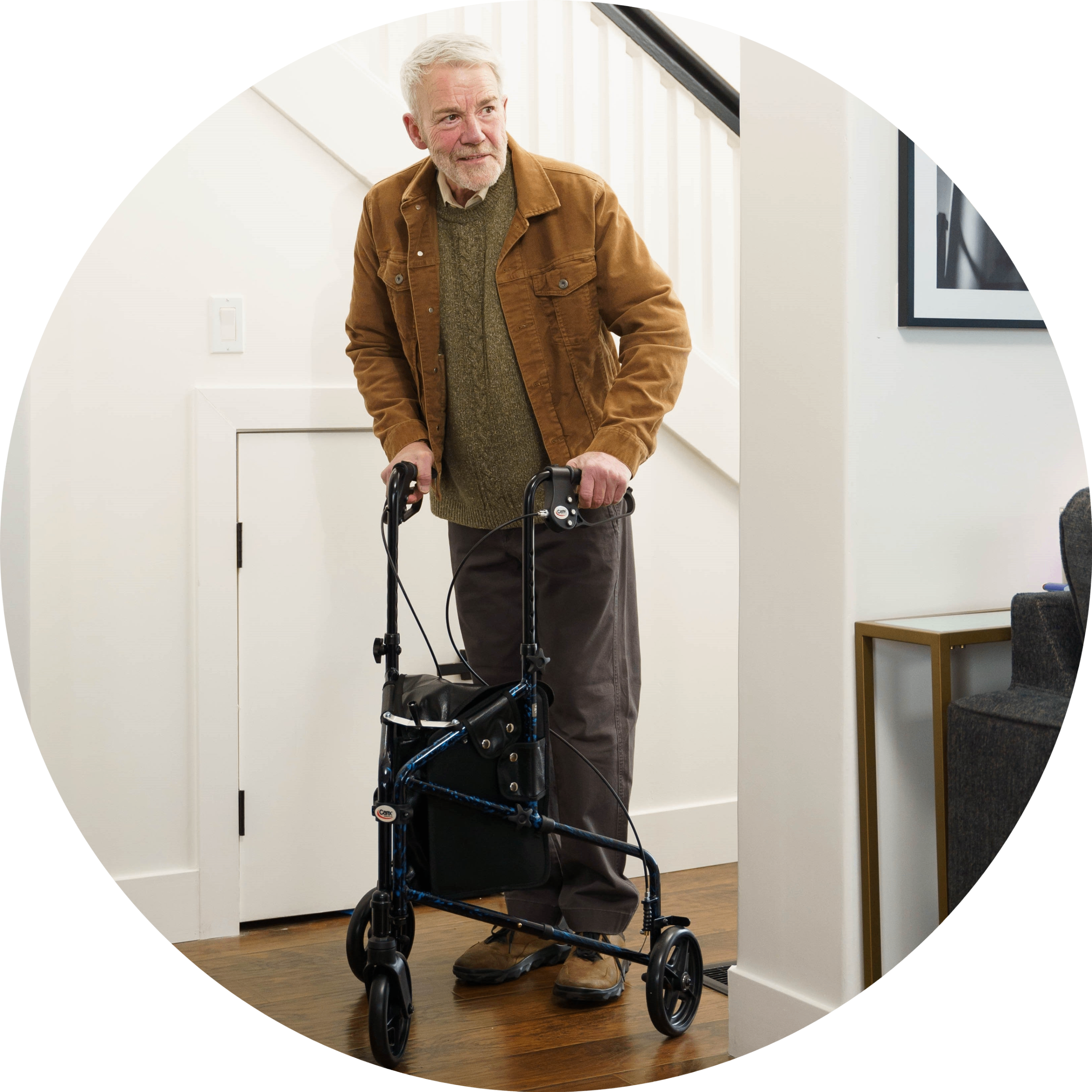A man with a rollator