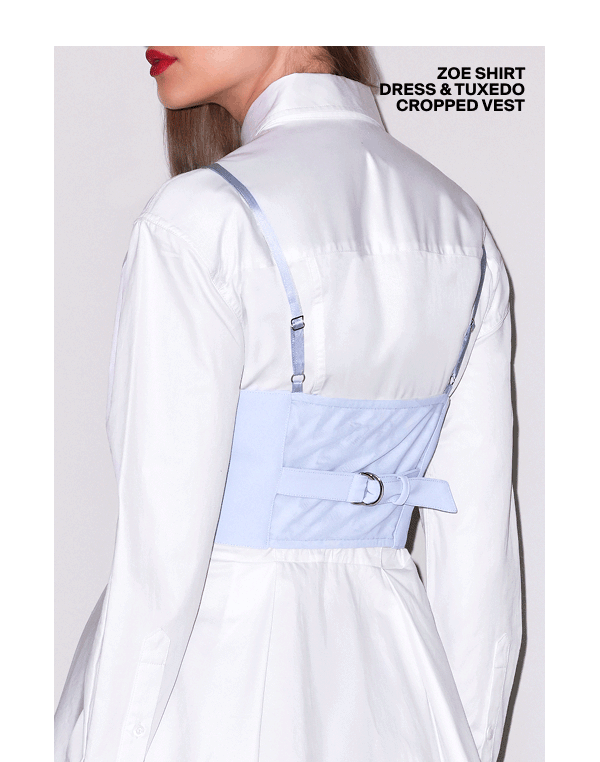 Zoe Shirt Dress & Tuxedo Cropped Vest
