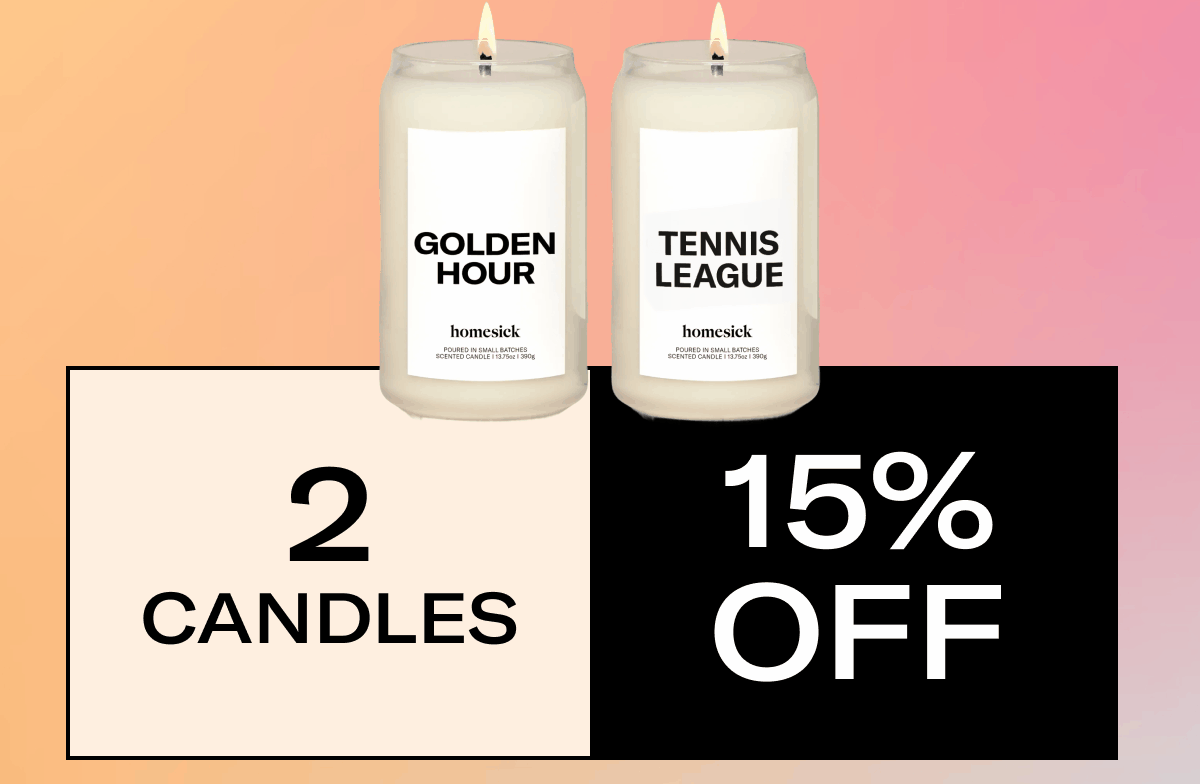 2 candles 15% off | 3 candles 20% off | 4 candles 25% off