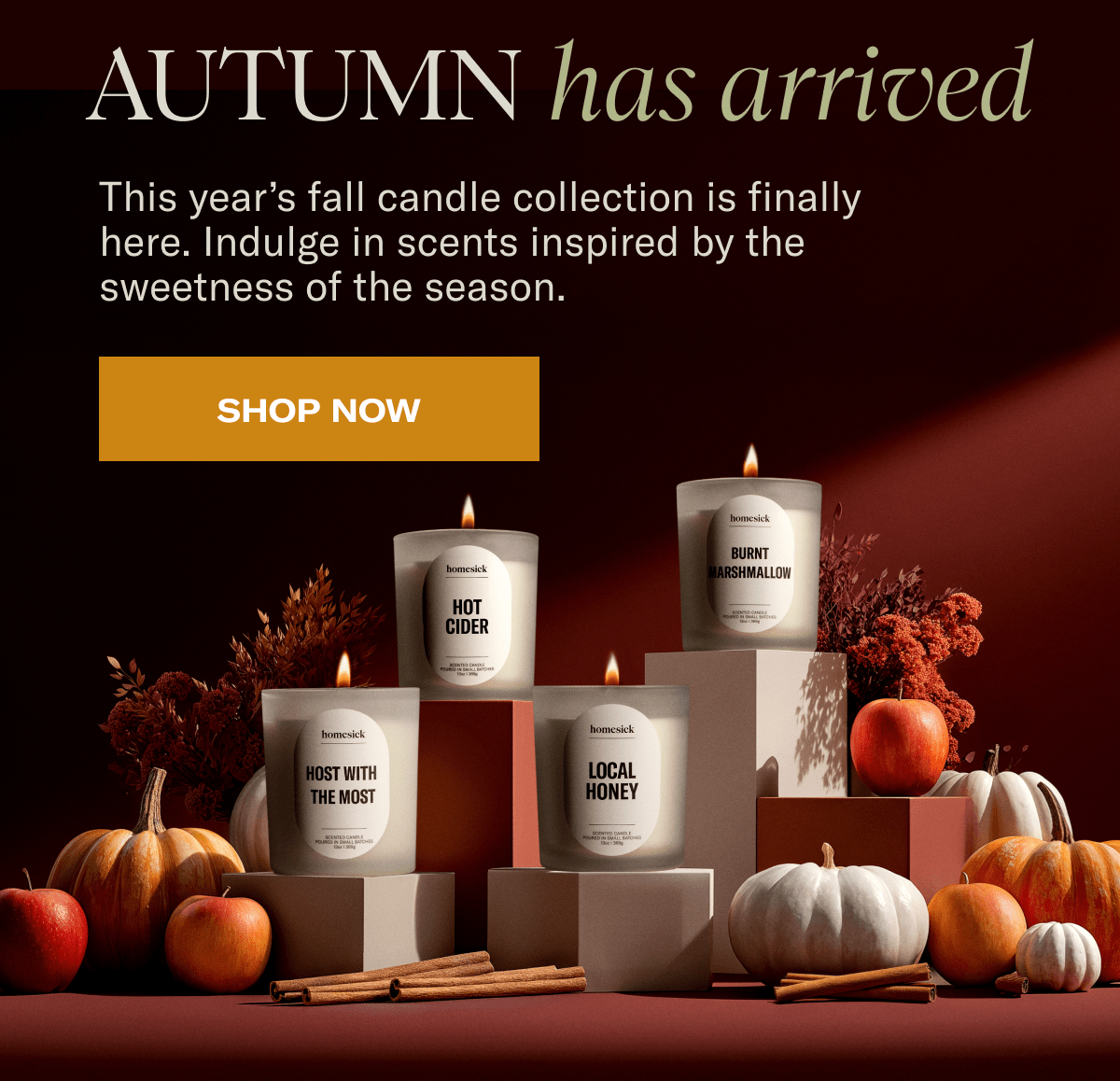 AUTUMN has arrived | This year’s fall candle collection is finally here. Indulge in scents inspired by the sweetness of the season. | Shop now