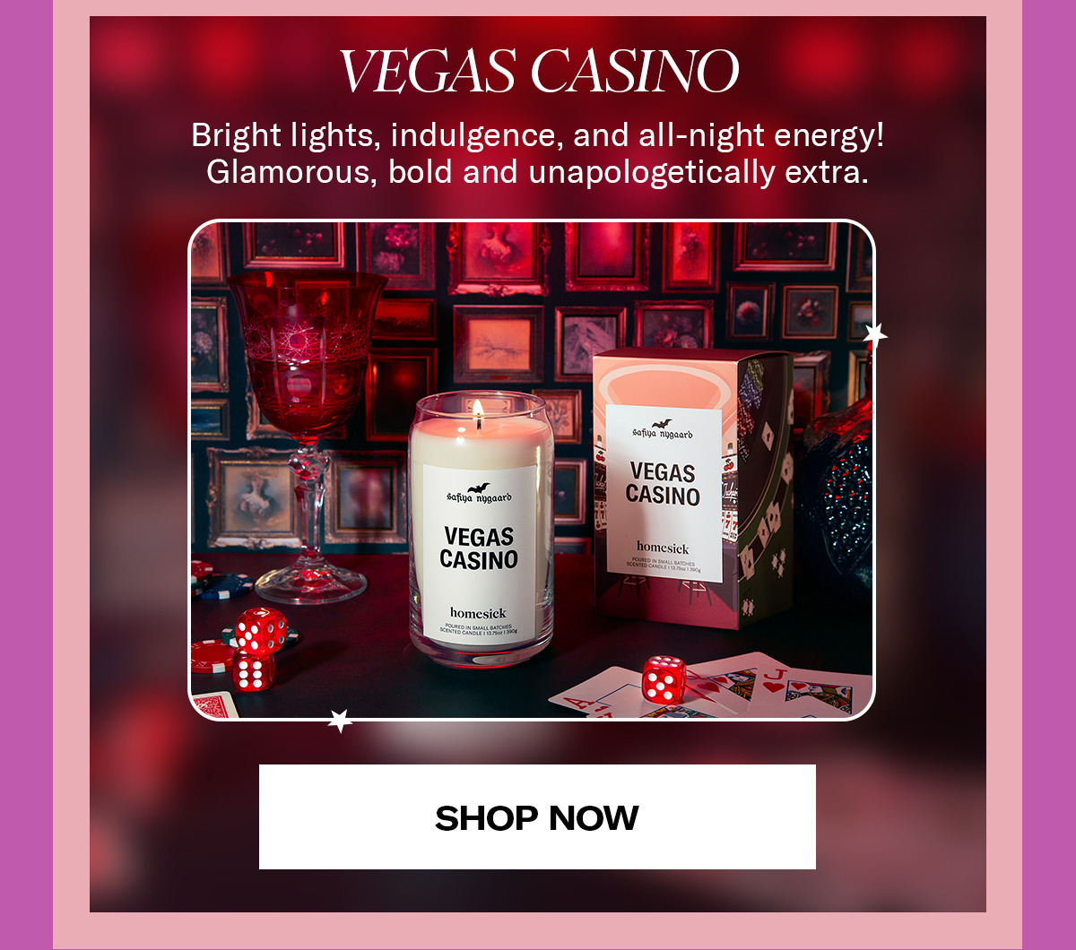 Vegas Casino | Bright lights, indulgence, and all-night energy! Glamorous, bold and unapologetically extra. | Shop Now