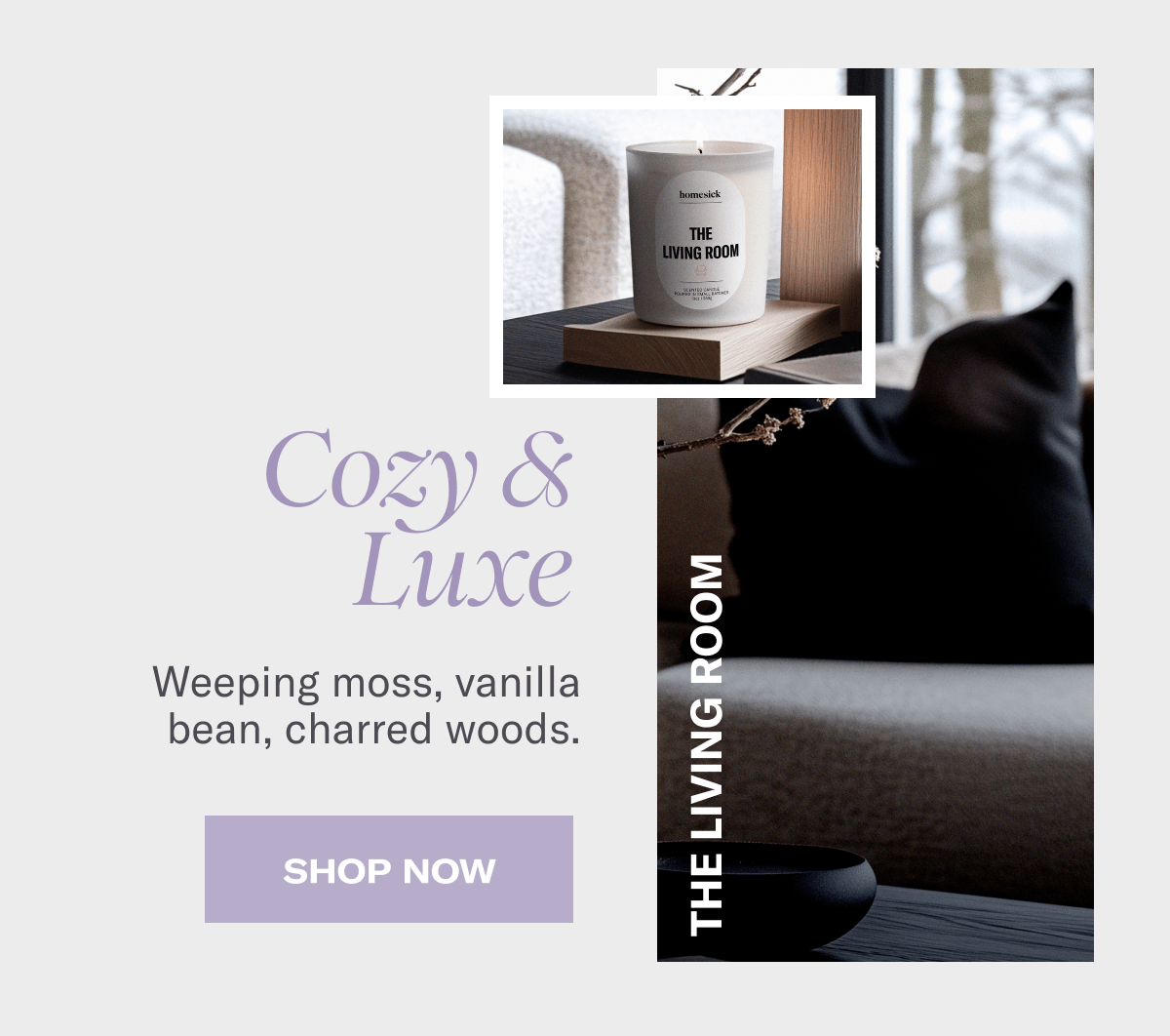 The Living Room | Cozy & Luxe - Weeping moss, vanilla bean, charred woods. | Shop Now