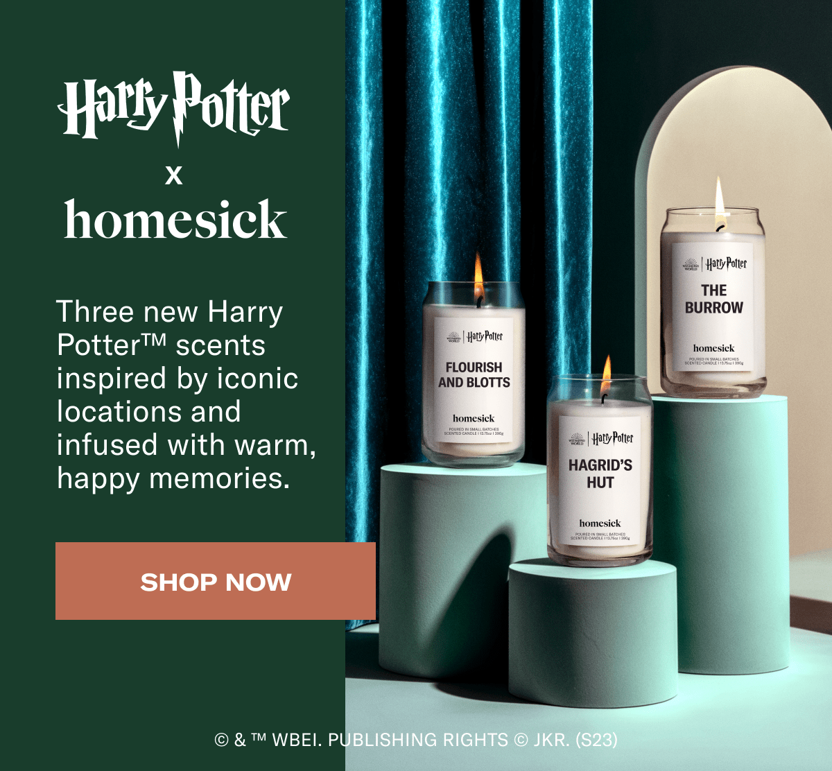 Harry Potter x Homesick | Three new Harry Potter™ scents inspired by iconic locations and infused with warm, happy memories. | Shop Now | © & ™ WBEI. Publishing Rights © JKR. (s23)