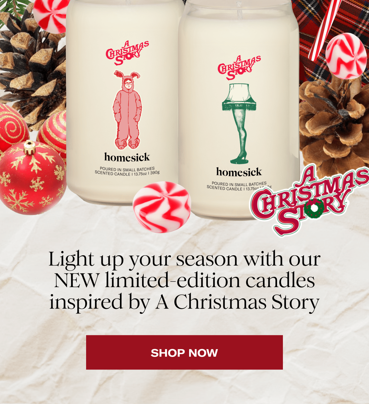 Light up your season with our NEW limited-edition candles inspired by A Christmas Story | Shop now