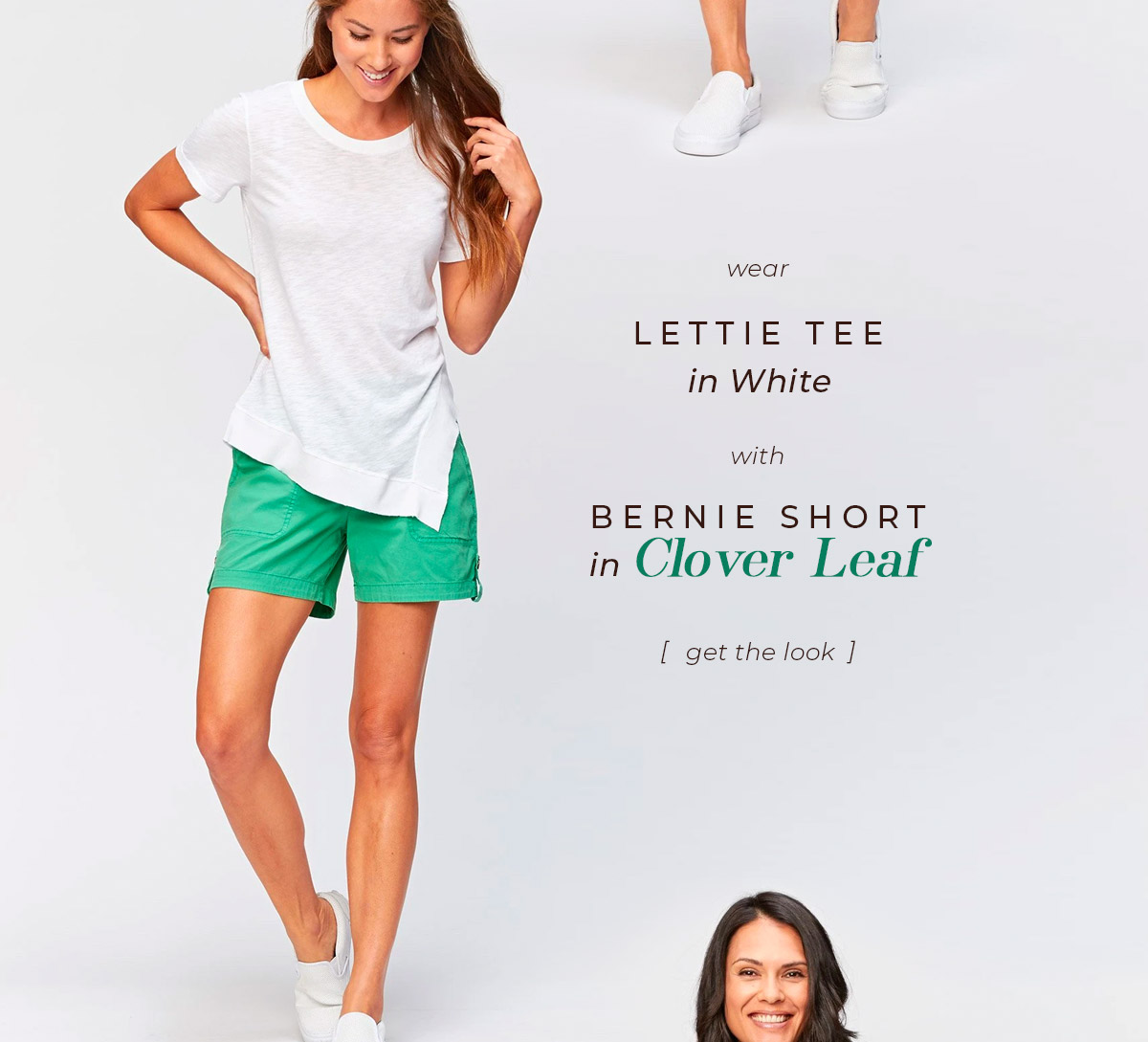 Lettie Tee in White + Bernie Short in Clover Leaf