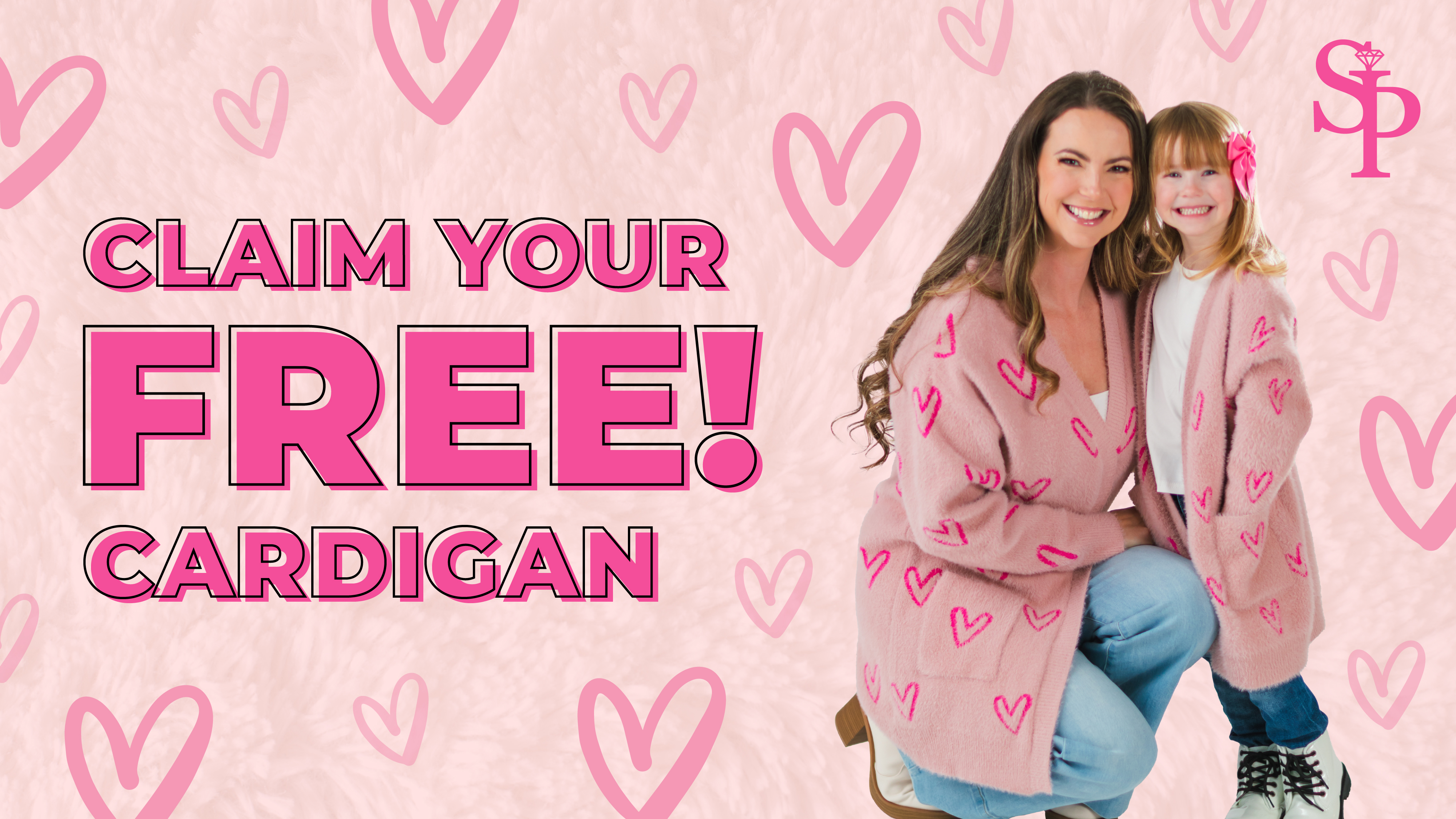 Claim your FREE Pink Heart Cardigan!