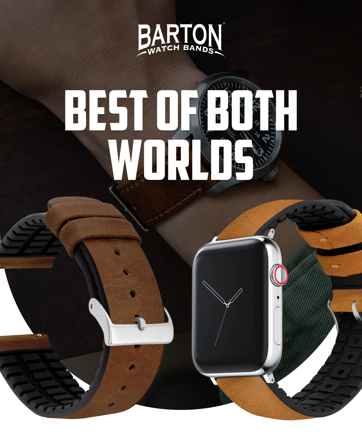 Unsung Hero Leather & Rubber Hybrid Barton Watch Bands