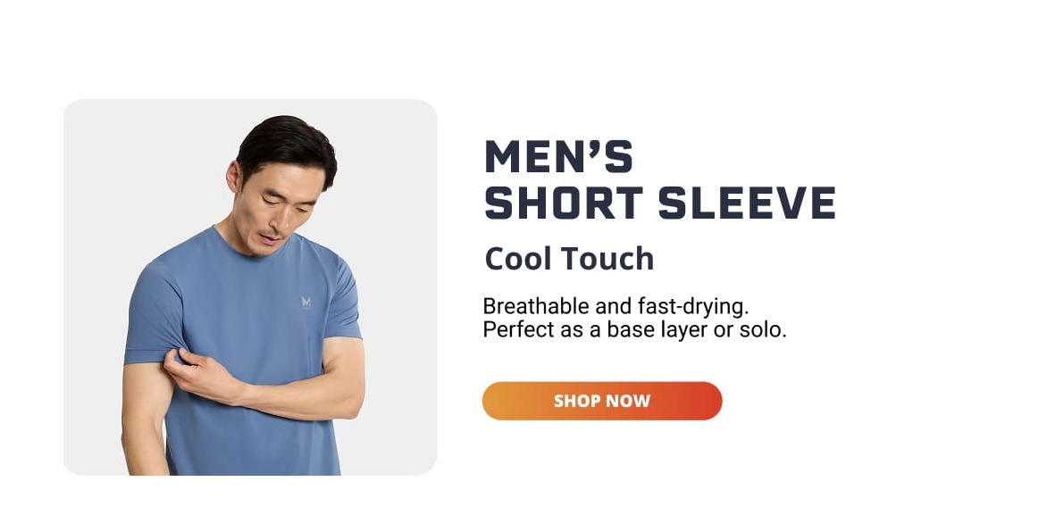 Men's Short Sleeve. Cool Touch. Breathable and fast-drying. Perfect as a base layer or solo.