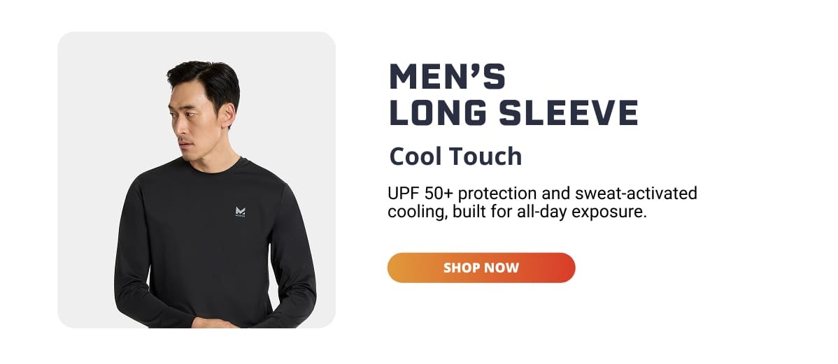 Men's Long Sleeve. Cool Touch. UPF 50+ protection and sweat-activated cooling, built for all-day exposure.