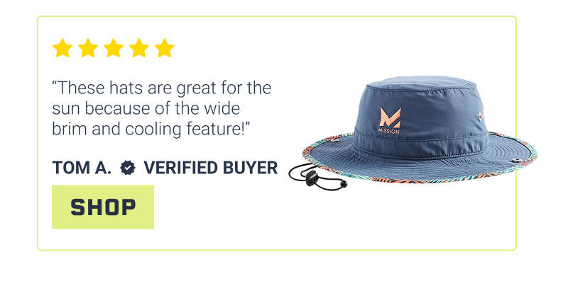 "These hats are great for the sun because of the wide brim and cooling feature!"