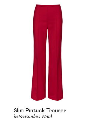 Slim Pintuck Trouser in Seasonless Wool