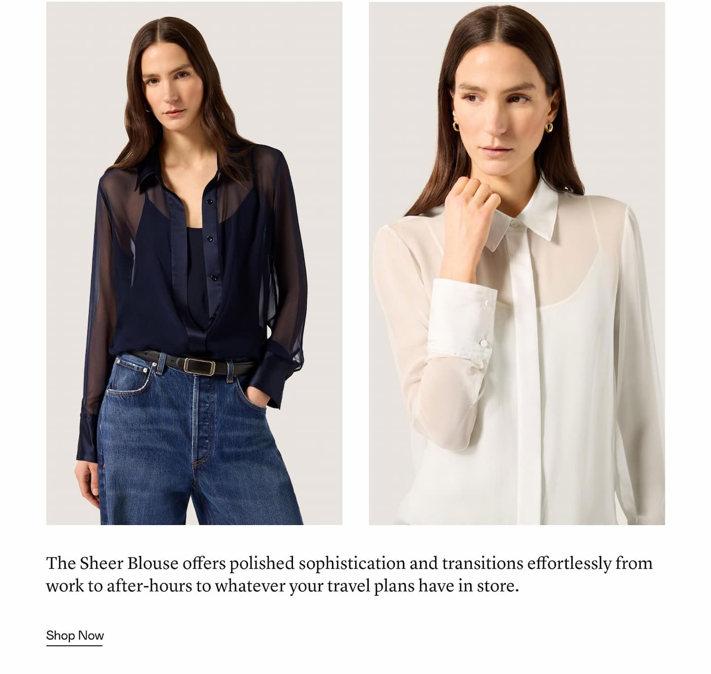 The Sheer Blouse offers polished sophistication and transitions effortlessly from work to after-hours to whatever your travel plans have in store.