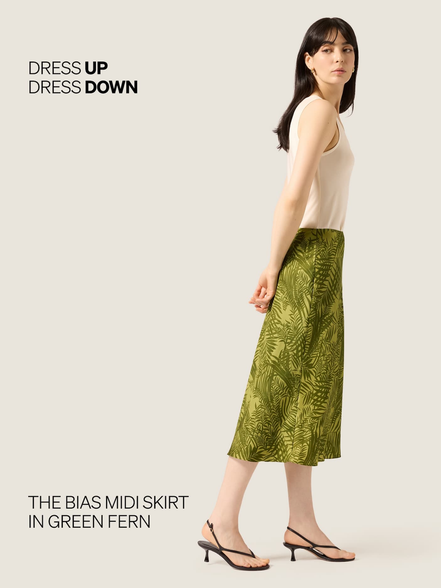 Dress Up / Dress Down: The Bias Midi Skirt in Green Fern Dress Up / Dress Down: The Bias Midi Skirt in Green Fern