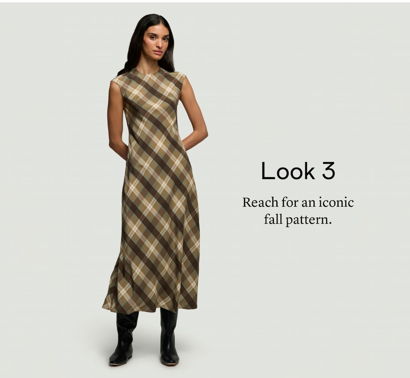 Look 3: Reach for an iconic fall pattern. Look 3: Reach for an iconic fall pattern.