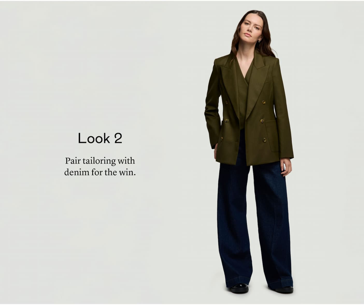 Look 2: Pair tailoring with denim for the win. Look 2: Pair tailoring with denim for the win.