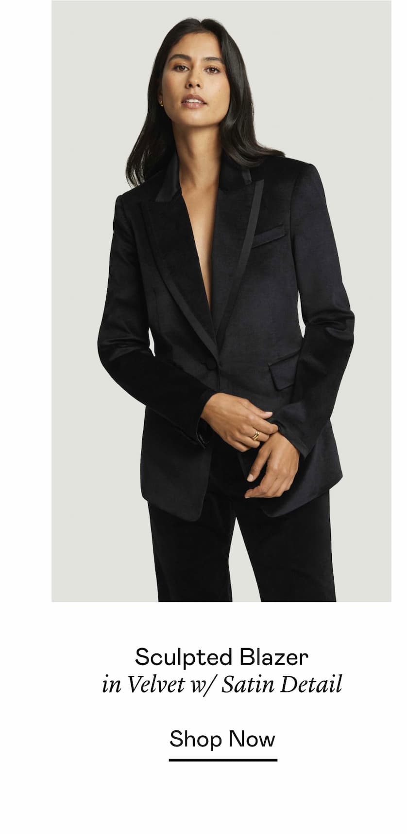 Sculpted Blazer in Velvet w/ Satin Detail Sculpted Blazer in Velvet w/ Satin Detail
