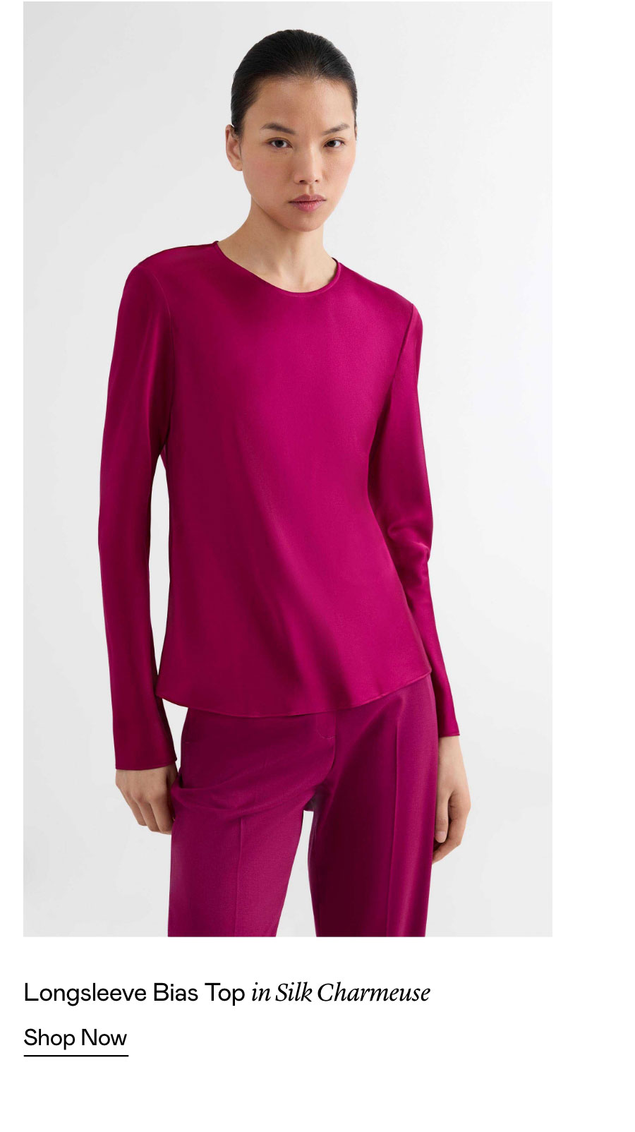 Longsleeve Bias Top in Silk Charmeuse