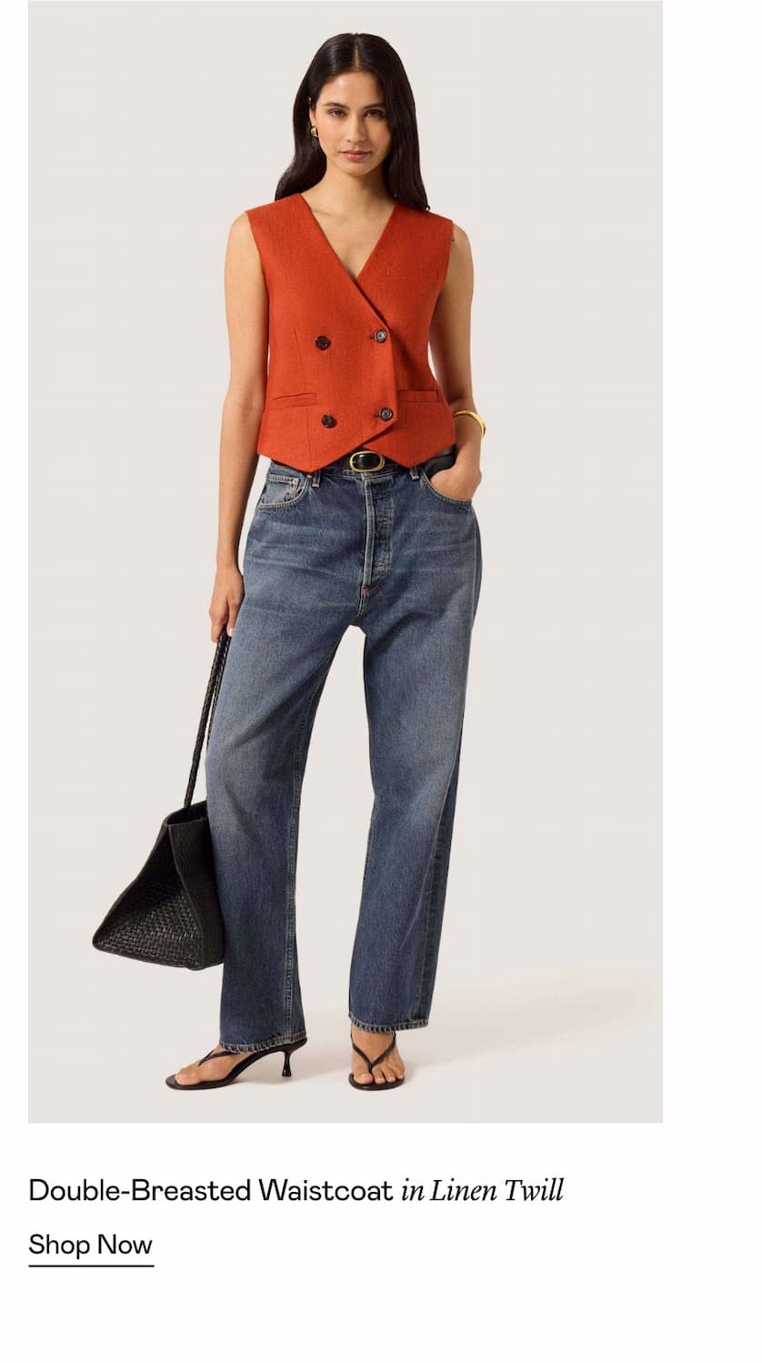 Double-Breasted Waistcoat in Linen Twill