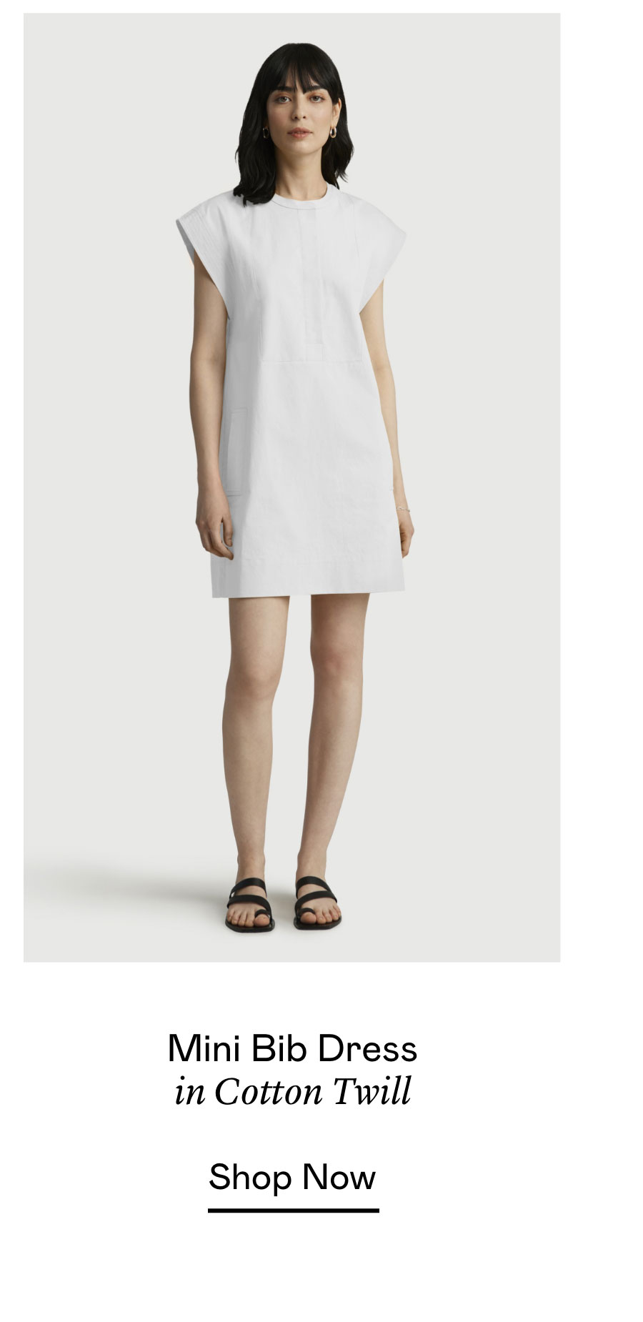 Mini Bib Dress in Cotton Twill