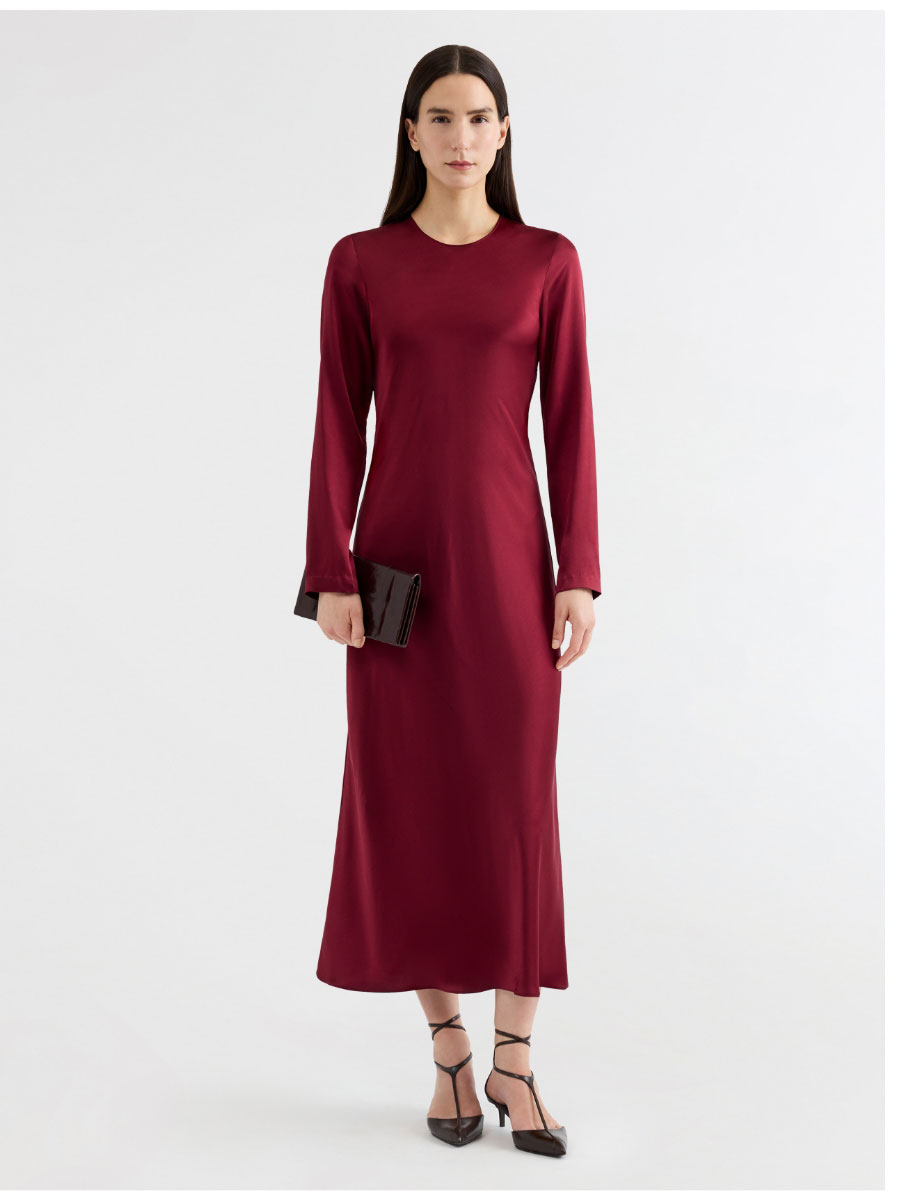 Longsleeve Bias Dress in Silk Charmeuse