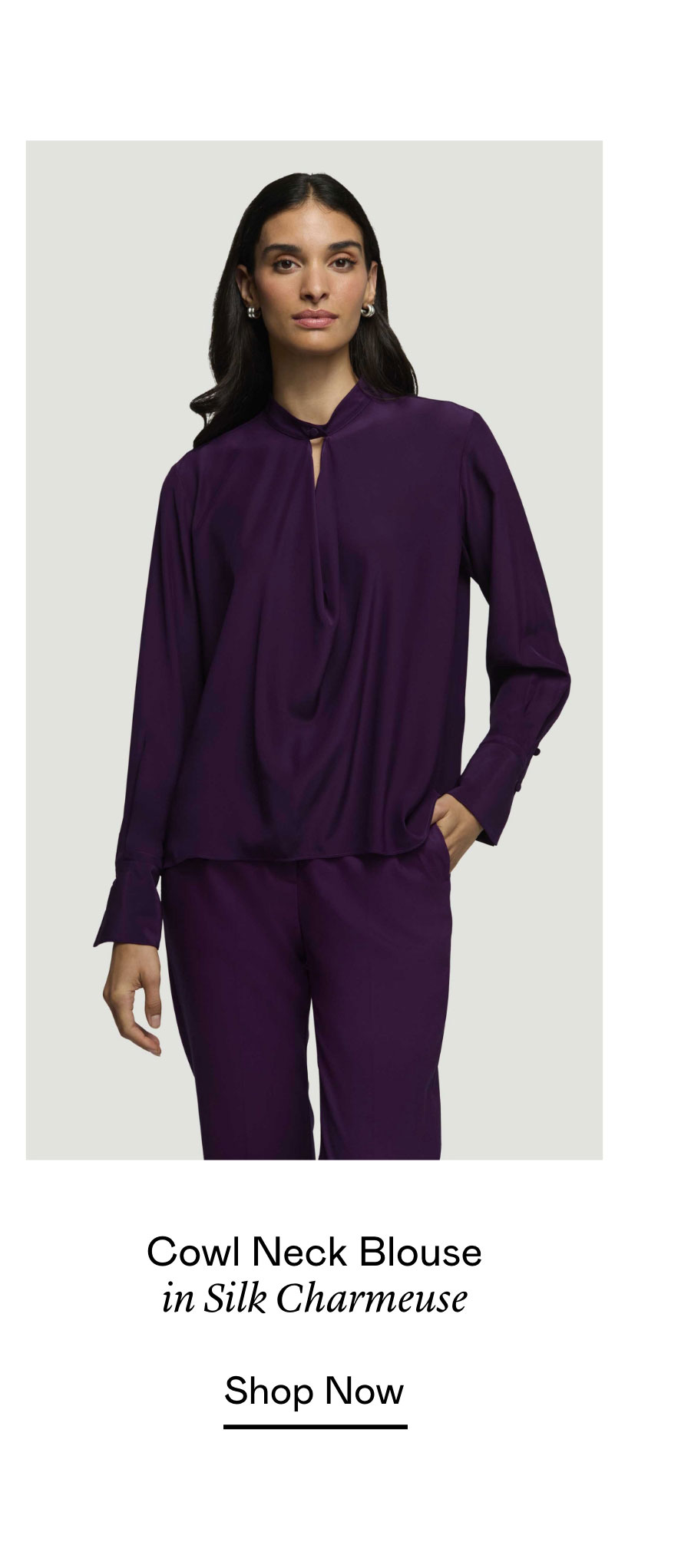 Cowl Neck Blouse in Silk Charmeuse Cowl Neck Blouse in Silk Charmeuse