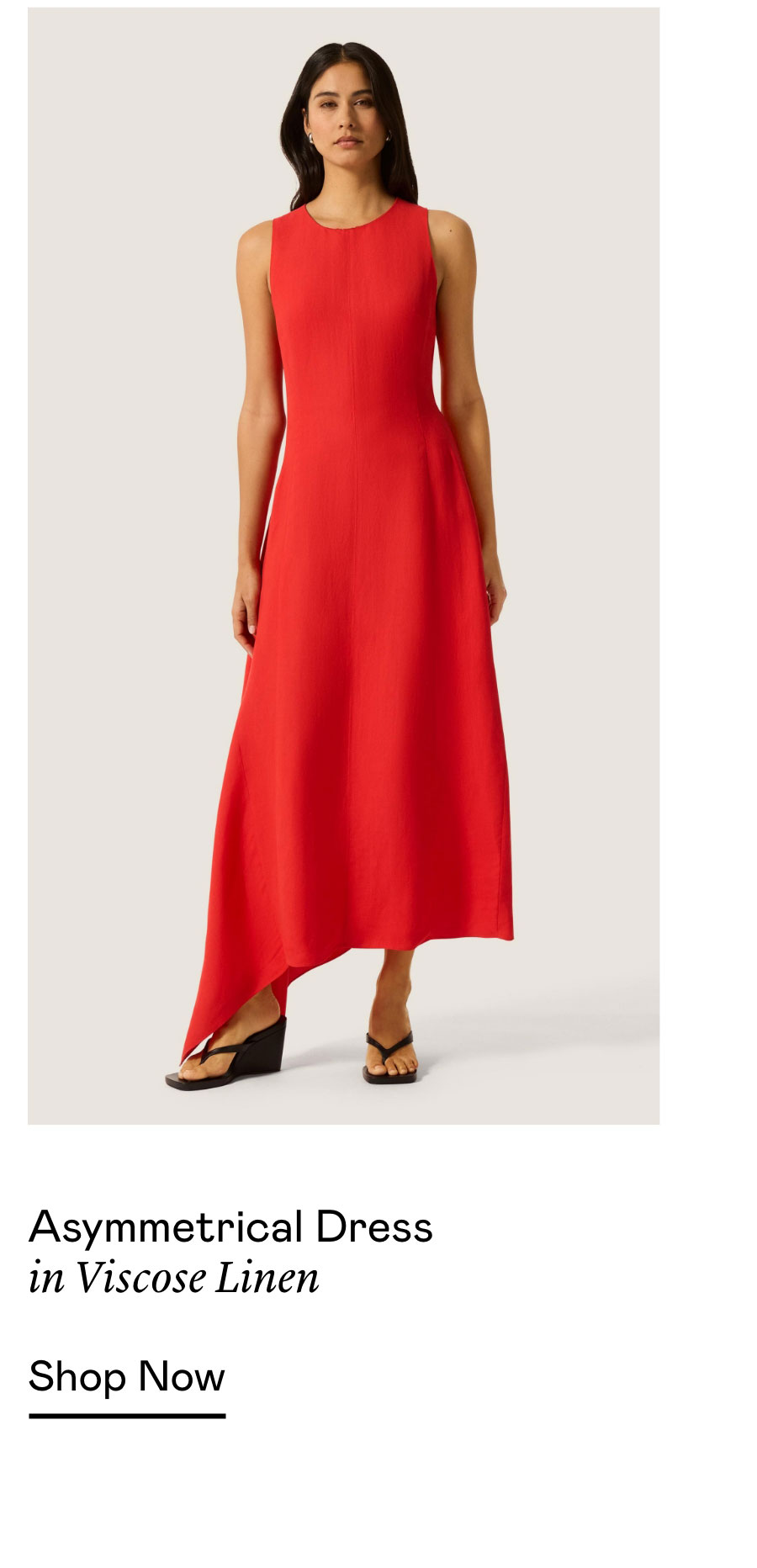 Asymmetrical Dress in Viscose Linen