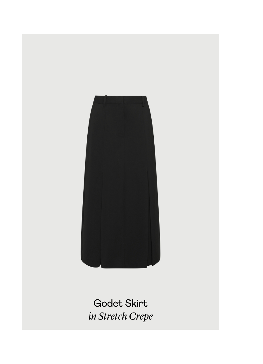 Godet Skirt in Stretch Crepe Godet Skirt in Stretch Crepe
