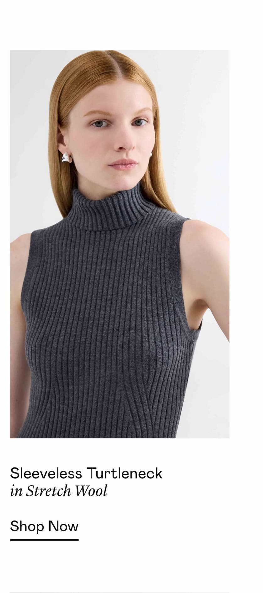 Sleeveless Turtleneck in Stretch Wool