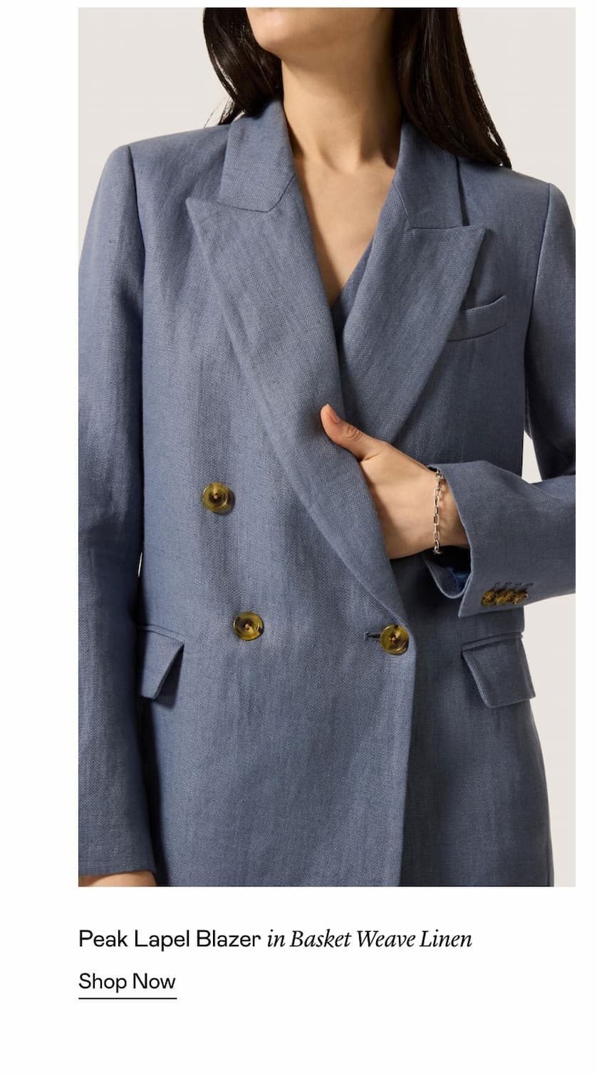 Peak Lapel Blazer in Basket Weave Linen