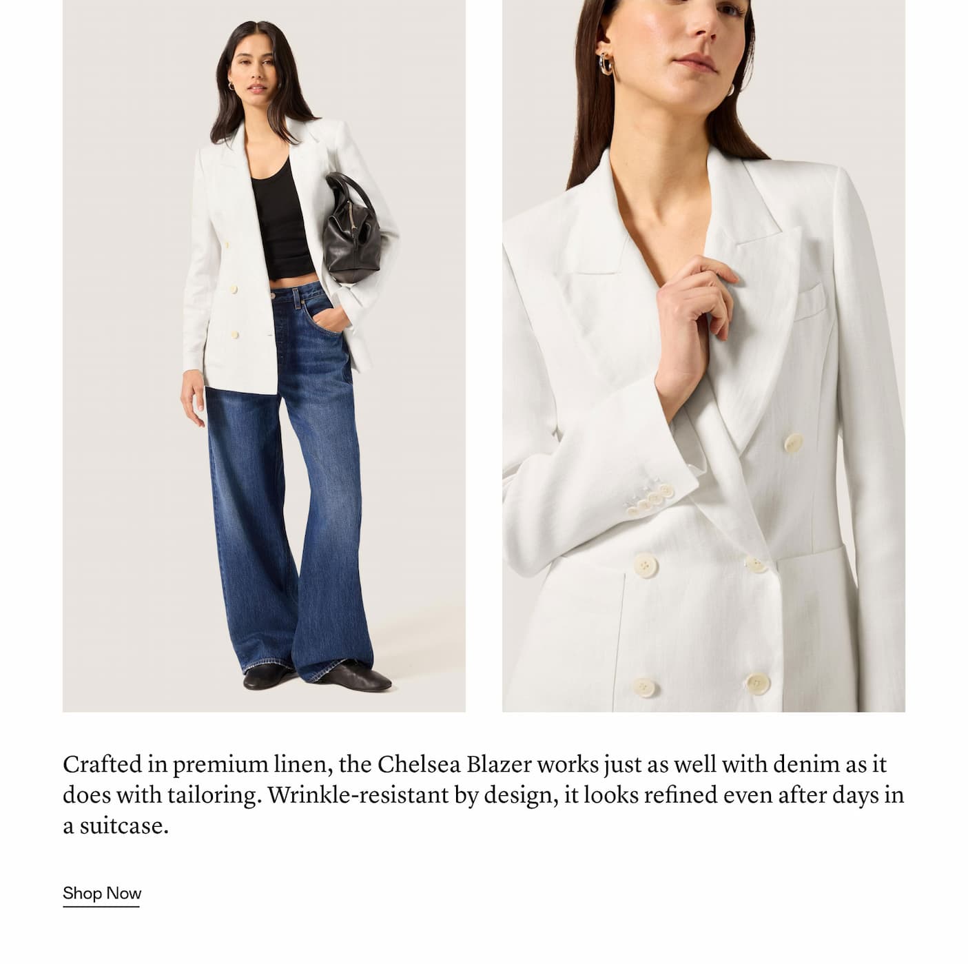 Crafted in premium linen, the Chelsea Blazer works just as well with denim as it does with tailoring. Wrinkle-resistant by design, it looks refined even after days in a suitcase. 