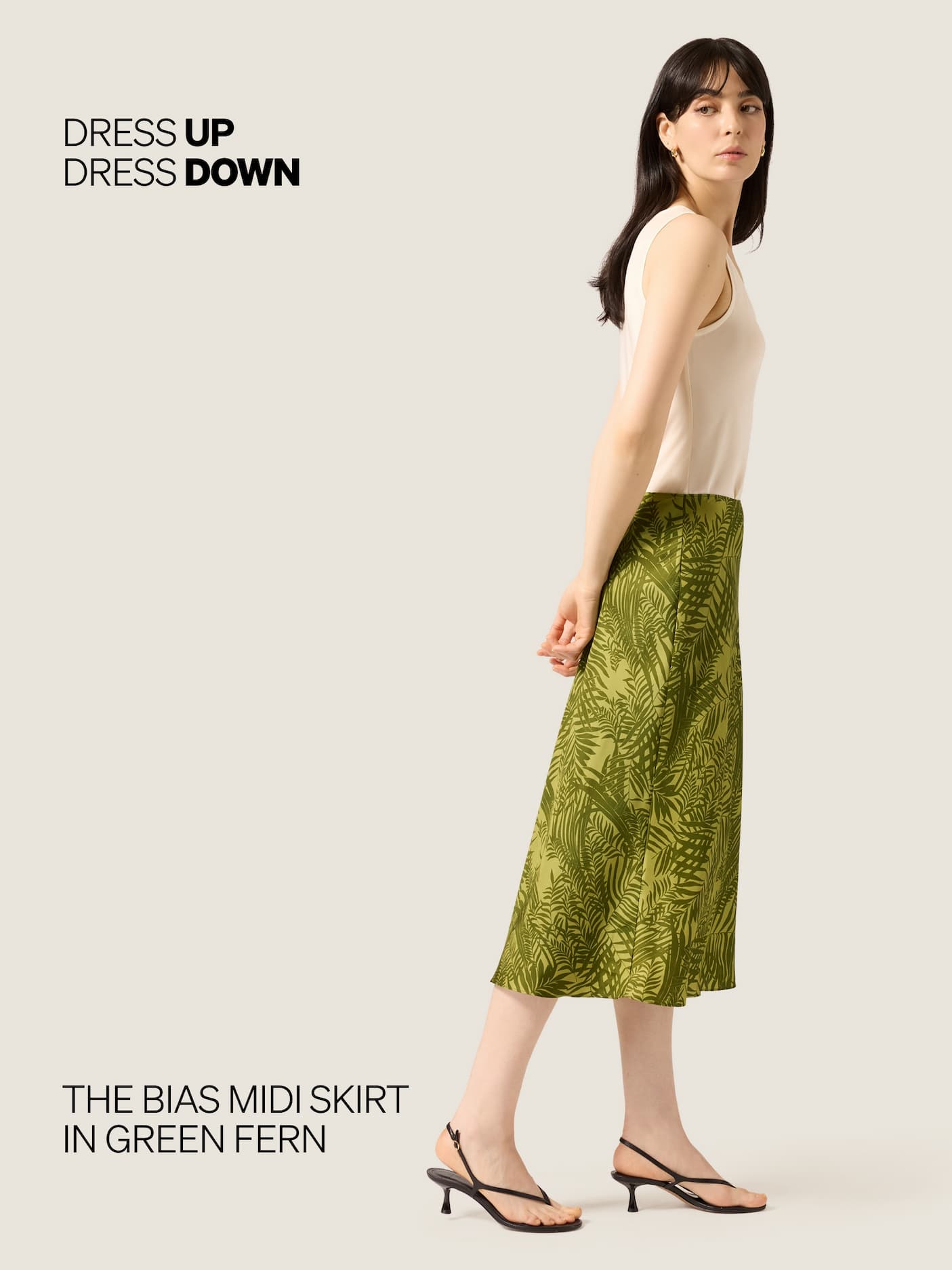 Dress Up / Dress Down: The Bias Midi Skirt in Green Fern