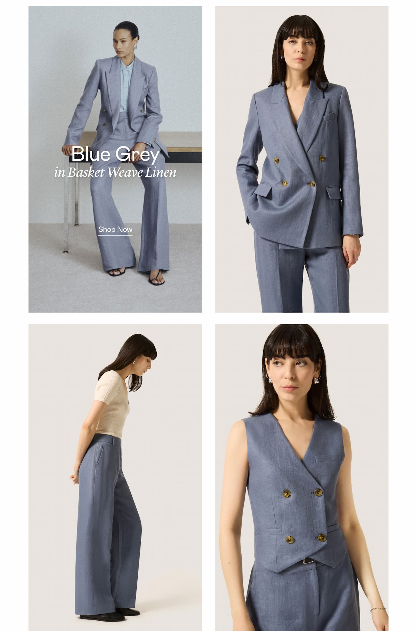 Blue Grey in Basket Weave Linen