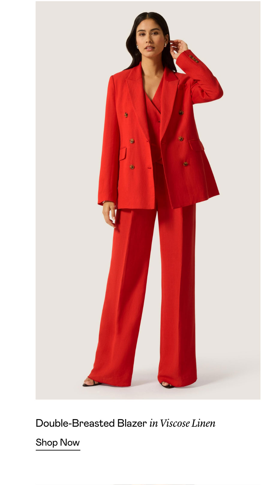 Double-Breasted Blazer in Viscose Linen