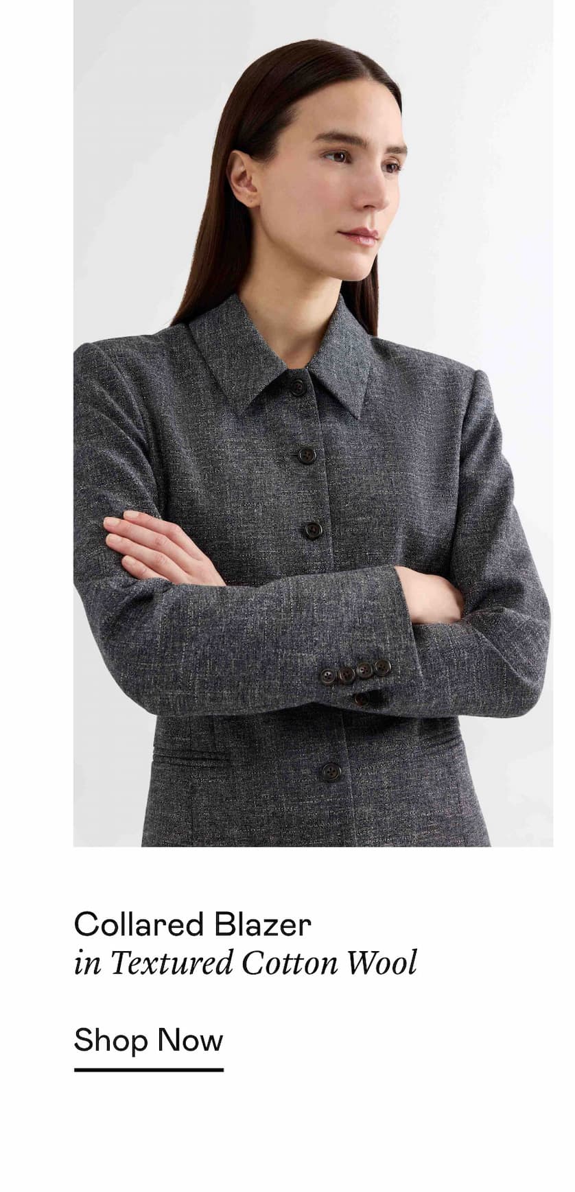 Collared Blazer in Textured Cotton Wool