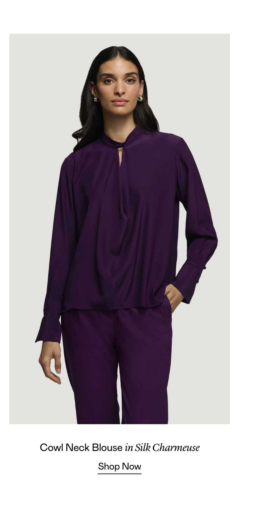 Cowl Neck Blouse in Silk Charmeuse Cowl Neck Blouse in Silk Charmeuse