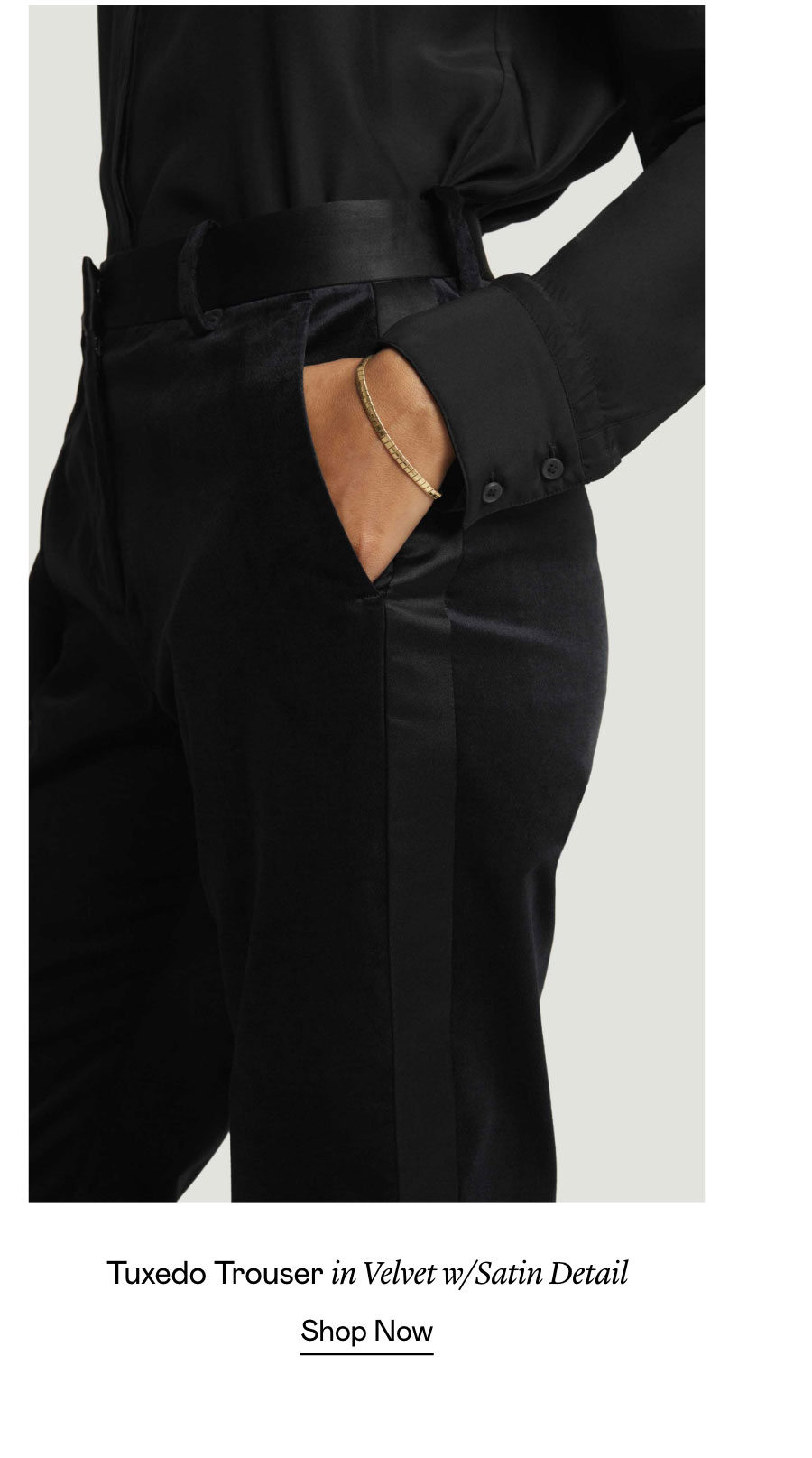 Tuxedo Trouser in Velvet w/Satin Detail