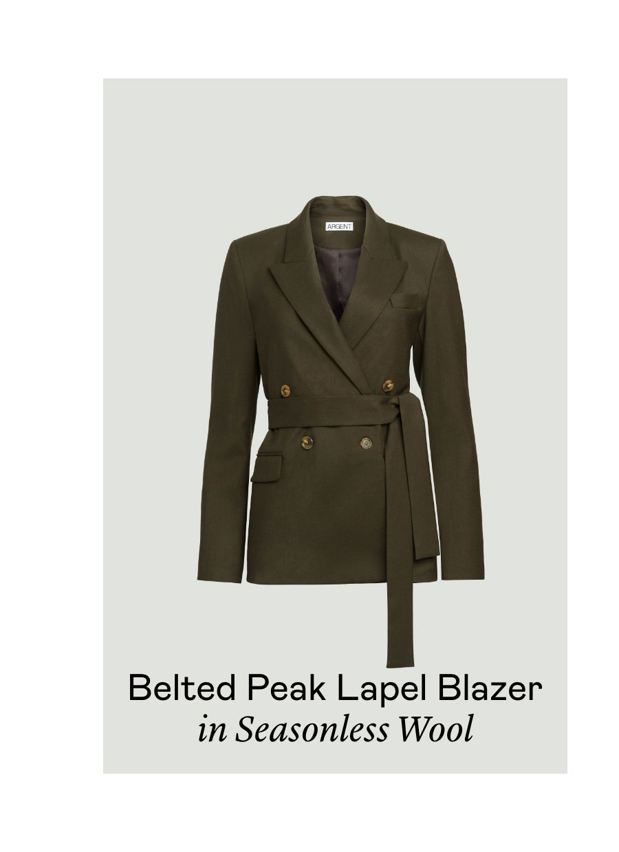 Belted Peak Lapel Blazer in Seasonless Wool Belted Peak Lapel Blazer in Seasonless Wool