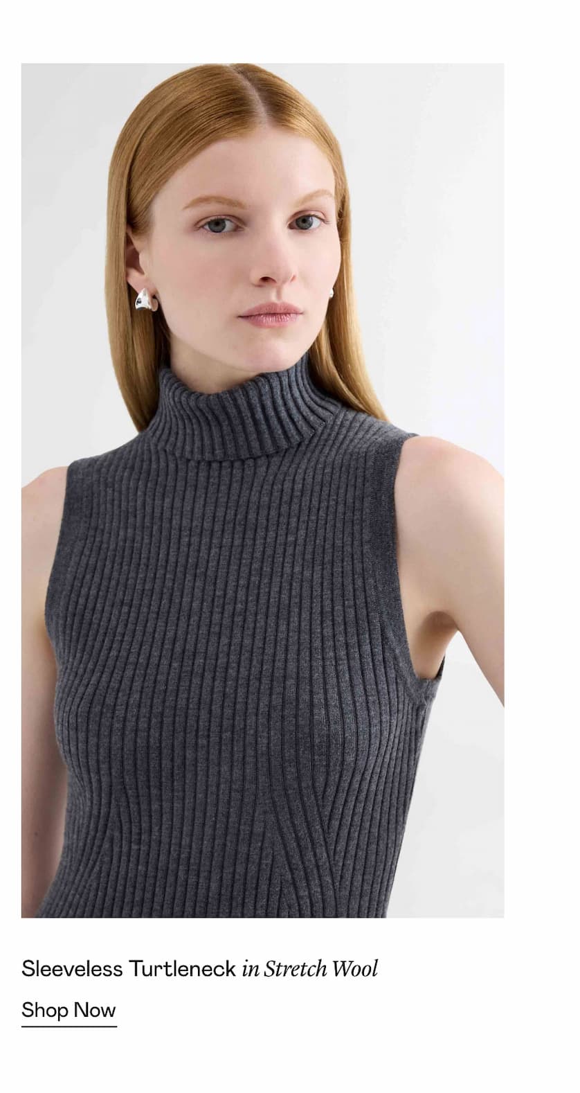 Sleeveless Turtleneck in Stretch Wool